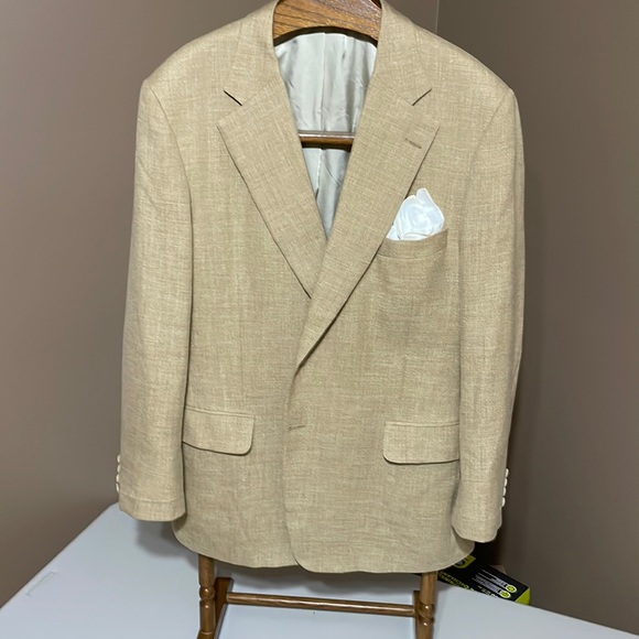Paul Stuart size 48R linen wool blend light brown/Tan Sports Jacket - Picture 2 of 14